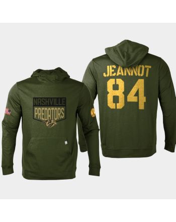 Nashville Predators 84 Tanner Jeannot 2022 Salute to Service Olive Pullover