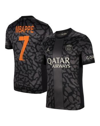 Kylian Mbappé 7 Paris Saint-Germain x Jordan Champions League 2023-24 Third Men Jersey - Anthracite