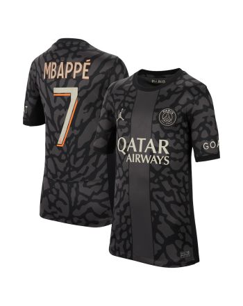 Kylian Mbappe 7 Paris Saint-Germain x Jordan 2023/24 Third Match Jersey - YOUTH Black