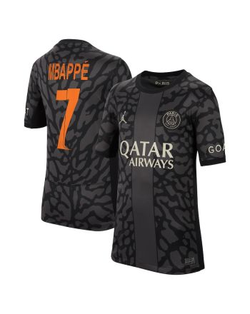 Kylian Mbappé 7 Paris Saint-Germain x Jordan Champions League 2023/24 Third YOUTH Jersey - Anthracite