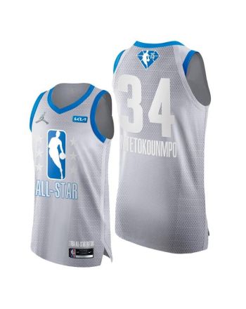 Giannis Antetokounmpo 2022 All-Star Grey Blue 75th Jersey Bucks 34 - Men