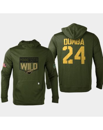 Minnesota Wild 24 Matt Dumba 2022 Salute to Service Olive Pullover Hoodie