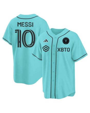 Lionel Messi Inter Miami Baseball Cool Base Jersey - Stitched Men Jersey - Tourquise