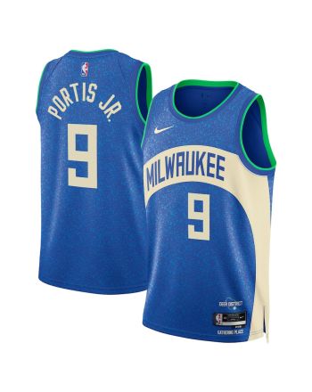 Bobby Portis Jr 9 Milwaukee Bucks 2023/24 City Edition Swingman Jersey - Royal