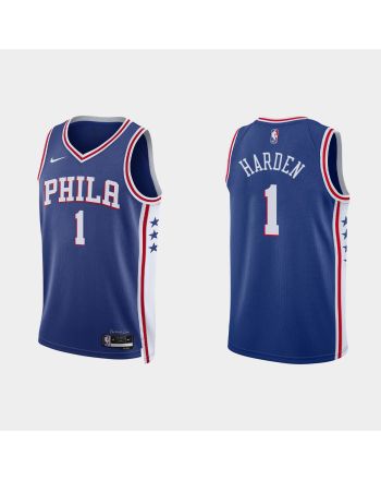 Philadelphia 76ers 1 James Harden 2022-23 Icon Edition Royal Men Jersey