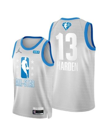 2022 Cleveland All-Star Nets 13 James Harden Grey Blue Jersey 75th Patch - Men Jersey