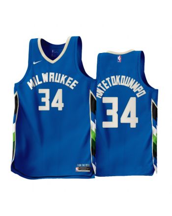 2022-23 Milwaukee Bucks Giannis Antetokounmpo 34 Blue City Edition Men Jersey