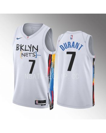 Brooklyn Nets Kevin Durant 7 2022-23 City Edition White Jersey Swingman