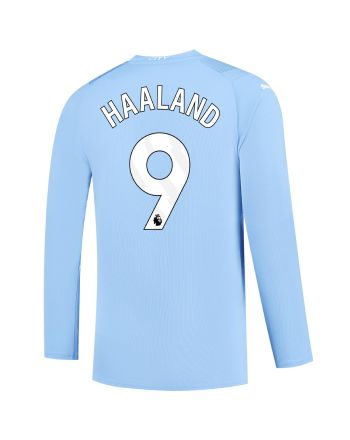 Haaland 9 Manchester City 2023/24 Long Sleeve Home Jersey - Sky Blue