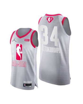 2022 All-Star Bucks 34 Giannis Antetokounmpo Grey Red Jersey 75th - Men