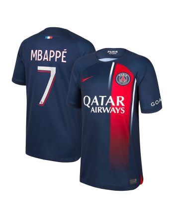 Kylian Mbappe 7 Paris Saint-Germain Youth 2023/24 Home Jersey - Navy