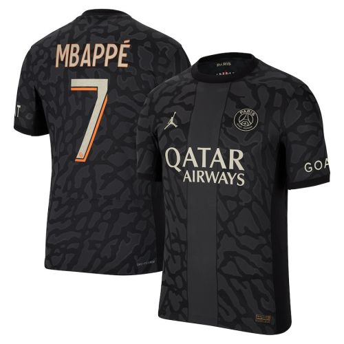 Kylian Mbappe 7 Paris Saint-Germain x Jordan 2023-24 Third Match Jersey - Men Black