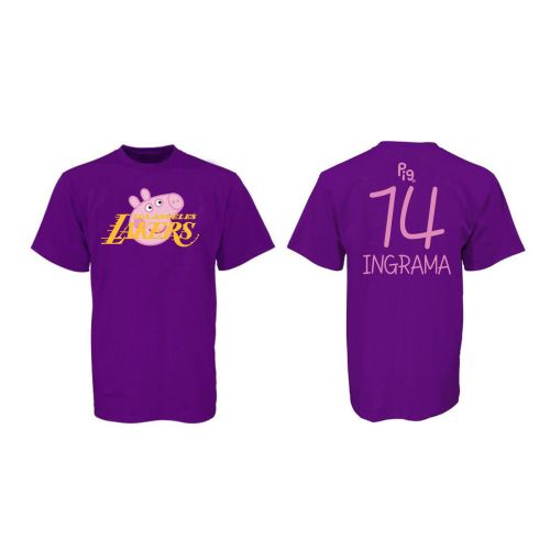 Ingrama 14 Los Angeles Lakers Pig Print T-Shirt - Purple