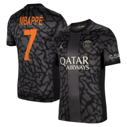 Kylian Mbappé 7 Paris Saint-Germain x Jordan Champions League 2023-24 Third Men Jersey - Anthracite