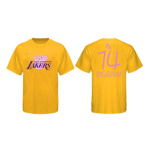 Ingrama 14 Los Angeles Lakers Pig Print T-Shirt - Yellow