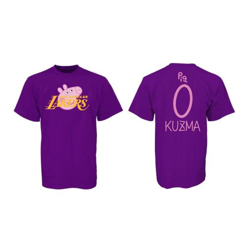 Kyle Kuzma 0 Los Angeles Lakers Pig Print T-Shirt - Purple