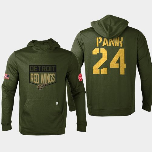 Detroit Red Wings 24 Richard Panik Military Olive Equipment Pullover Hoodie Olive