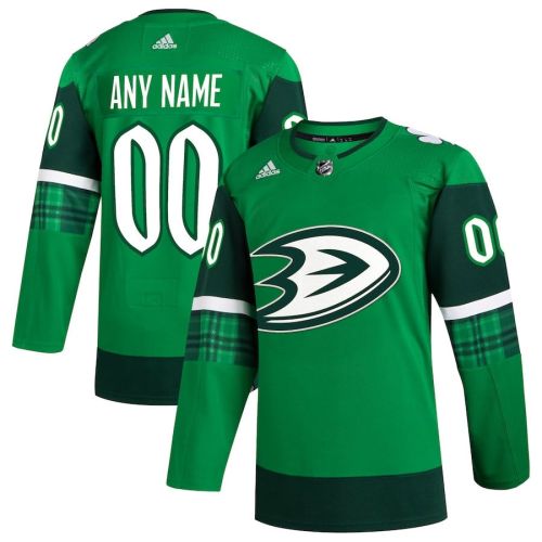 Anaheim Ducks St. Patrick's Day Custom Men Jersey - Kelly Green