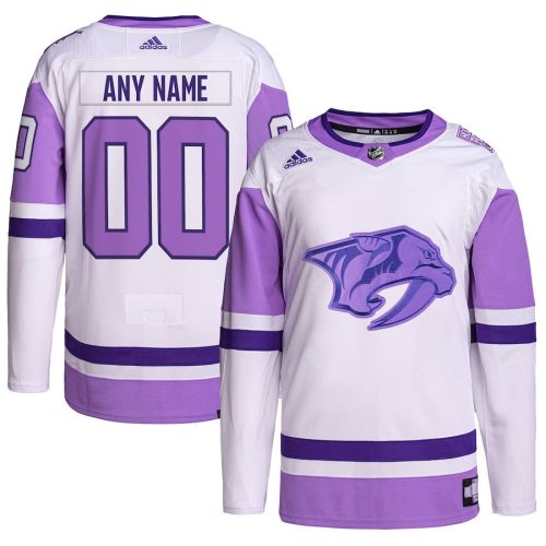 Nashville Predators Hockey Fights Cancer Primegreen Custom Men Jersey - White/Purple