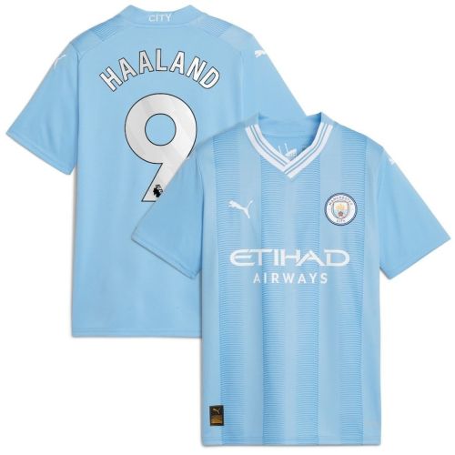 Erling Haaland 9 Manchester City 2023/24 Home Jersey - Sky Blue, Youth