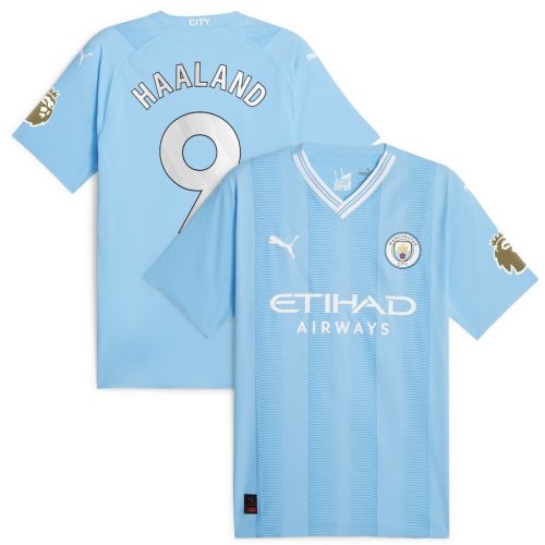 Erling Haaland 9 Manchester City 2022/23 English Premier League Champions Jersey - Sky Blue