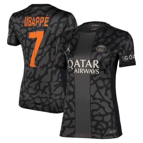 Kylian Mbappé 7 Paris Saint-Germain x Jordan Champions League 2023/24 Third Women Jersey - Anthracite